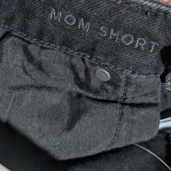 NWT AE | Asymmetrical Waist Distressed Denim Mom Short in Black - Picture 11 of 15